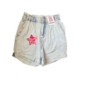 Tailor Vintage Paperbag Denim Shorts High Waist‎ Cuffed Light Wash Size 3